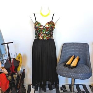 Motel Rocks Spaghetti Strap Sequin Dress with Sheer Back Size M